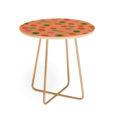 Doodle By Meg Smiley Face Print in Orange Round Side Table