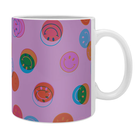 Doodle By Meg Smiley Face Print in Purple Coffee Mug