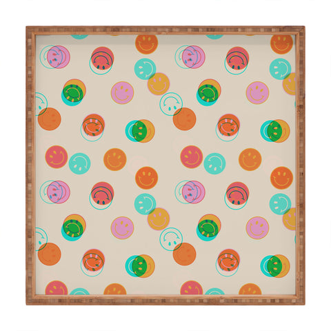 Doodle By Meg Smiley Face Stamp Print Square Tray