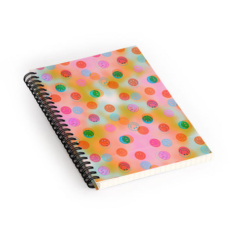 Doodle By Meg Smiley Face Tie Dye Print Spiral Notebook