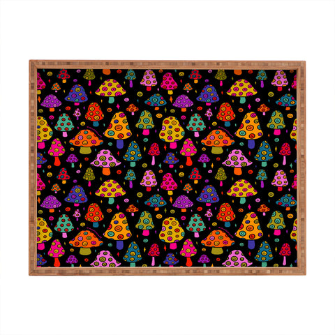 Doodle By Meg Smiley Mushrooms in Black Rectangular Tray