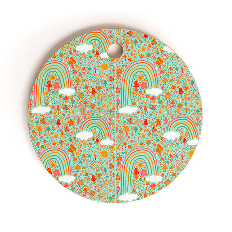 Doodle By Meg Spring Rainbow Print Cutting Board Round