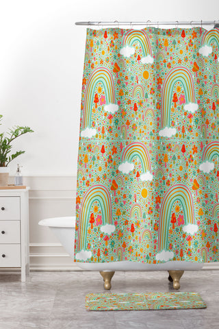 Doodle By Meg Spring Rainbow Print Shower Curtain And Mat