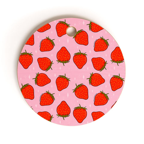 Doodle By Meg Strawberry Print Cutting Board Round