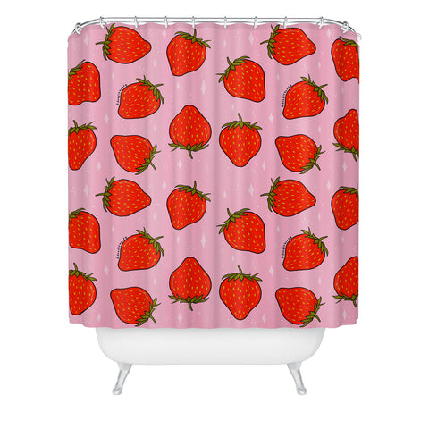 Doodle By Meg Strawberry Print Shower Curtain