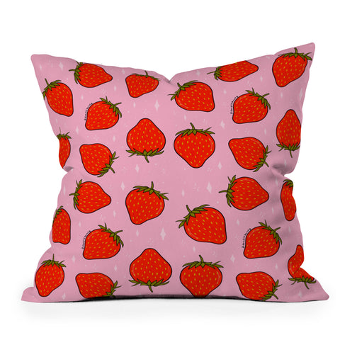Doodle By Meg Strawberry Print Throw Pillow
