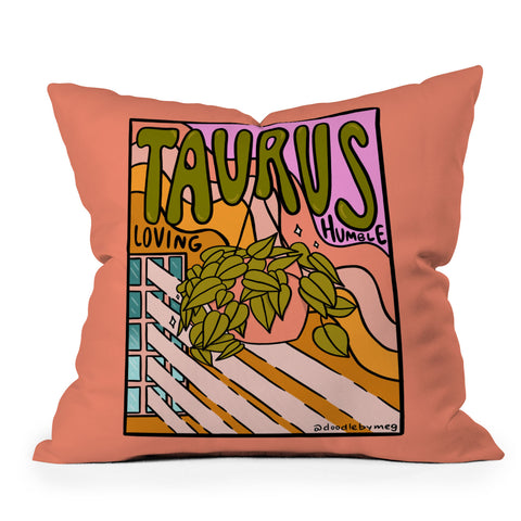 Doodle By Meg Taurus Plant Throw Pillow