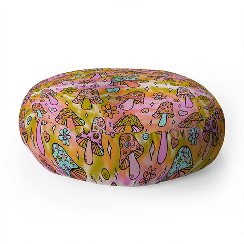 Doodle By Meg Tie Dye Mushroom Print Floor Pillow Round