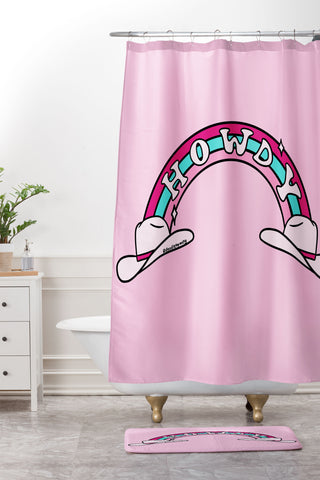 Doodle By Meg Turquoise Howdy Rainbow Shower Curtain And Mat