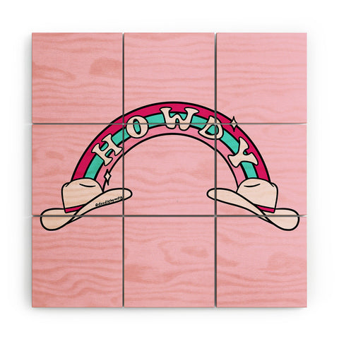 Doodle By Meg Turquoise Howdy Rainbow Wood Wall Mural