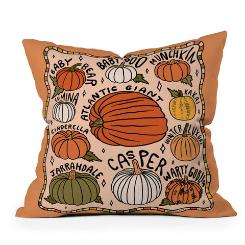Doodle By Meg Types of Pumpkins Throw Pillow