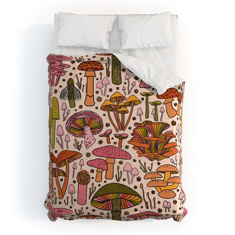 Doodle By Meg Vintage Mushroom Print Comforter
