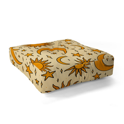 Doodle By Meg Vintage Sun and Star Print Floor Pillow Square