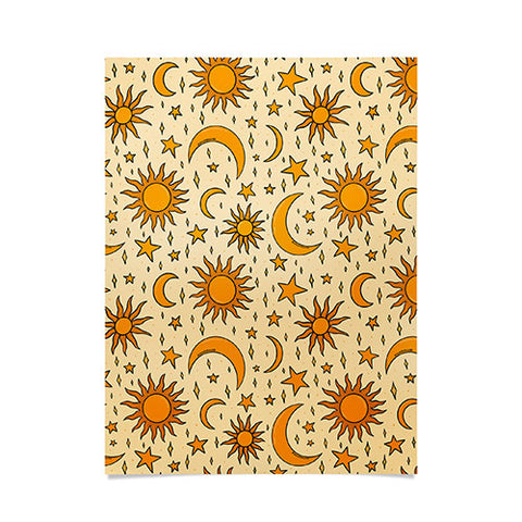 Doodle By Meg Vintage Sun and Star Print Poster