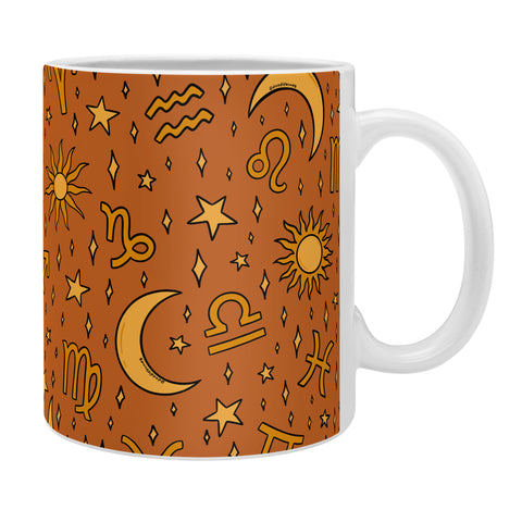 Doodle By Meg Zodiac Sun and Star Print Rust Coffee Mug