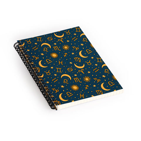Doodle By Meg Zodiac Sun Star Print Navy Spiral Notebook