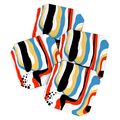 DorisciciArt Abstract color shape Coaster Set