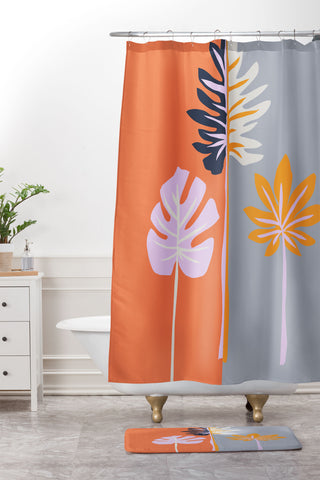 DorisciciArt Doublesided leaves Shower Curtain And Mat