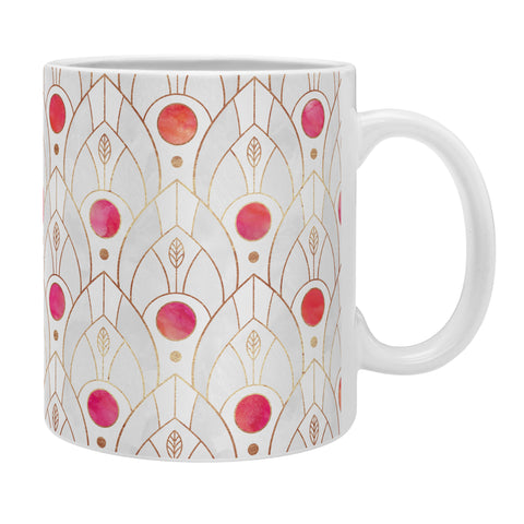 Elisabeth Fredriksson Art Deco Leaves Pink Coffee Mug