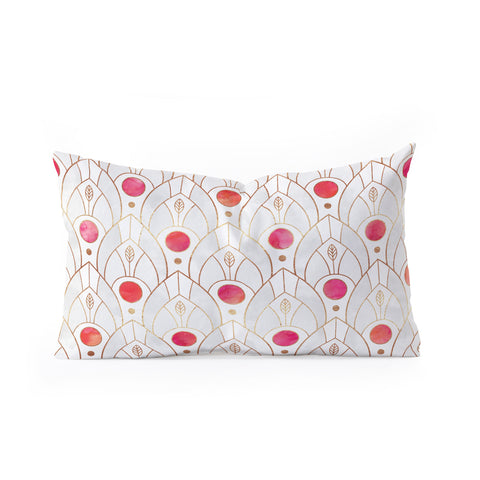 Elisabeth Fredriksson Art Deco Leaves Pink Oblong Throw Pillow