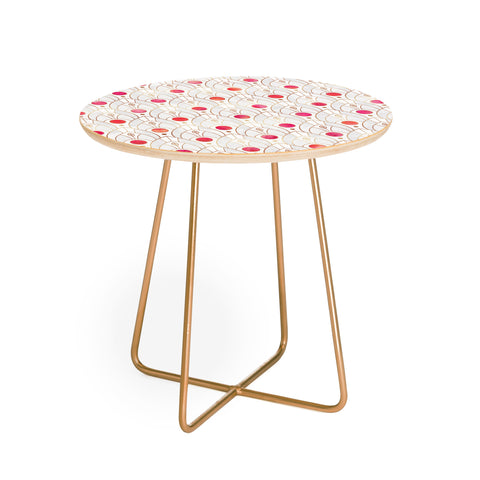 Elisabeth Fredriksson Art Deco Leaves Pink Round Side Table