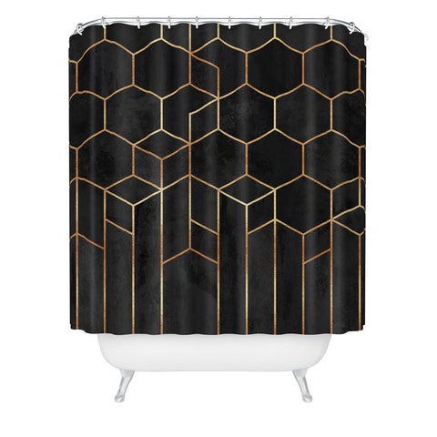 Elisabeth Fredriksson Black Hexagons Shower Curtain