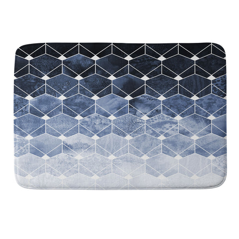 Elisabeth Fredriksson Blue Hexagons And Diamonds Memory Foam Bath Mat