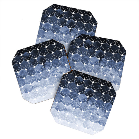 Elisabeth Fredriksson Blue Hexagons And Diamonds Coaster Set