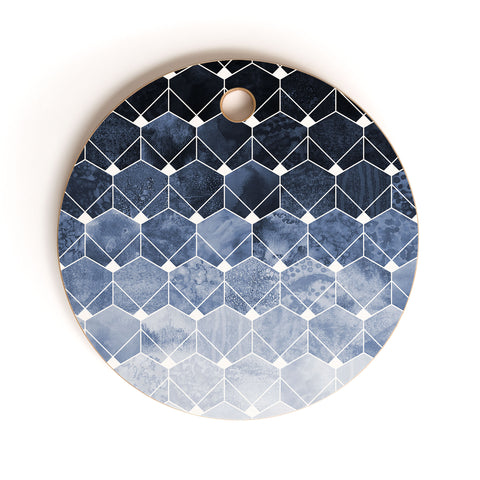 Elisabeth Fredriksson Blue Hexagons And Diamonds Cutting Board Round