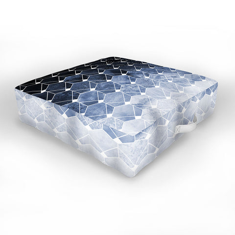 Elisabeth Fredriksson Blue Hexagons And Diamonds Outdoor Floor Cushion