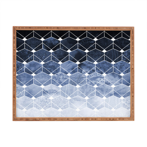 Elisabeth Fredriksson Blue Hexagons And Diamonds Rectangular Tray