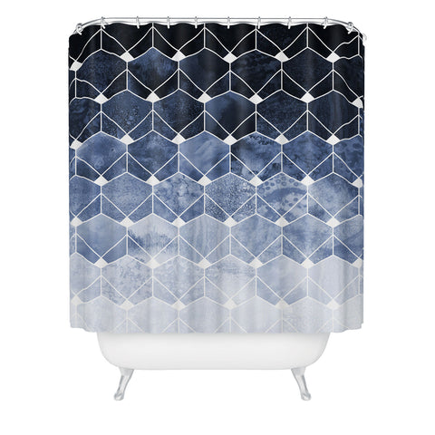 Elisabeth Fredriksson Blue Hexagons And Diamonds Shower Curtain