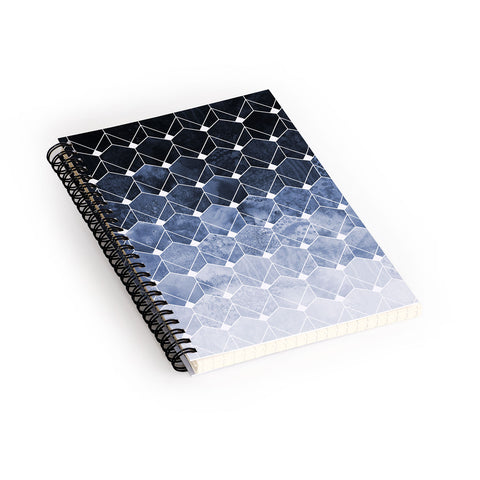 Elisabeth Fredriksson Blue Hexagons And Diamonds Spiral Notebook
