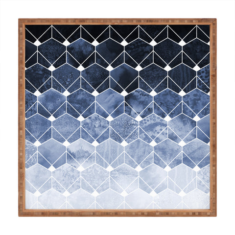 Elisabeth Fredriksson Blue Hexagons And Diamonds Square Tray