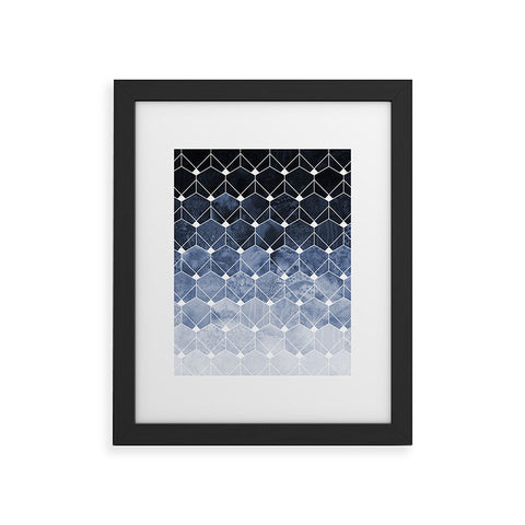 Elisabeth Fredriksson Blue Hexagons And Diamonds Framed Art Print