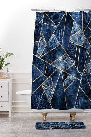 Elisabeth Fredriksson Blue Stone Shower Curtain And Mat