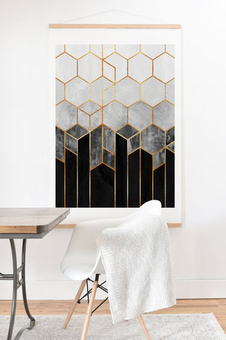 Elisabeth Fredriksson Charcoal Hexagons Art Print And Hanger