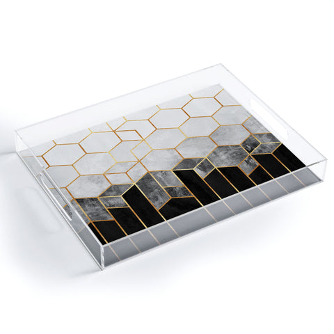 Elisabeth Fredriksson Charcoal Hexagons Acrylic Tray