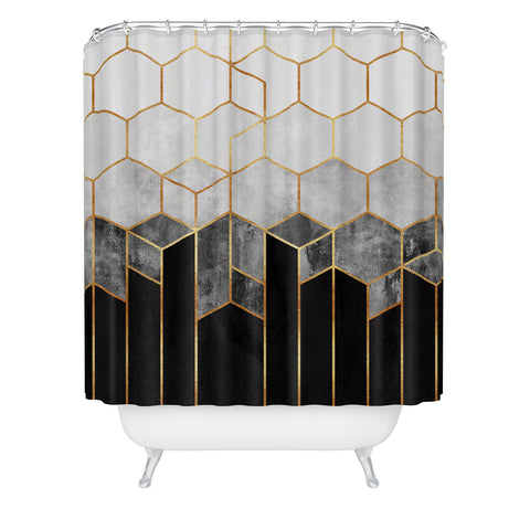 Elisabeth Fredriksson Charcoal Hexagons Shower Curtain