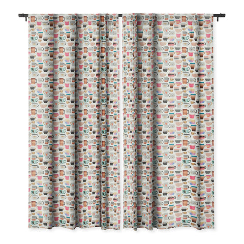 Elisabeth Fredriksson Coffee Cup Collection Blackout Window Curtain