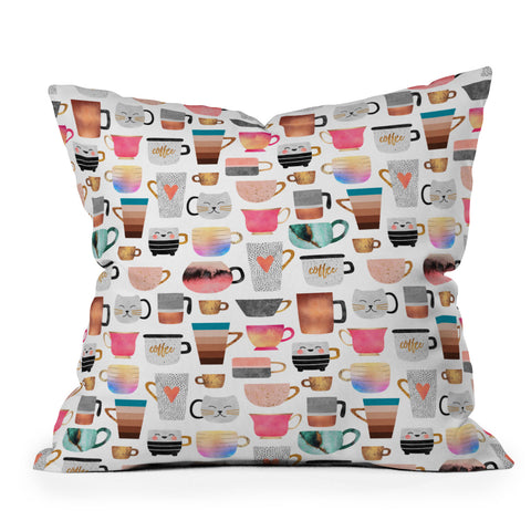 Elisabeth Fredriksson Coffee Cup Collection Throw Pillow