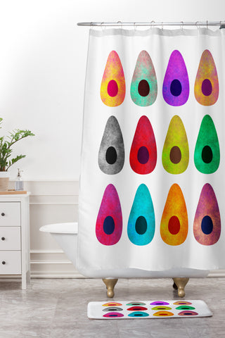 Elisabeth Fredriksson Colored Avocados Shower Curtain And Mat