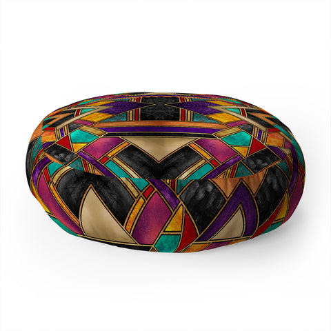 Elisabeth Fredriksson Colorful Art Deco Floor Pillow Round