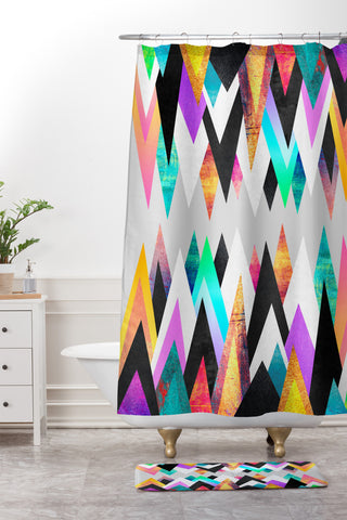 Elisabeth Fredriksson Colorful Peaks Shower Curtain And Mat