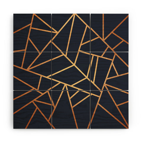 Elisabeth Fredriksson Copper and Midnight Navy Wood Wall Mural