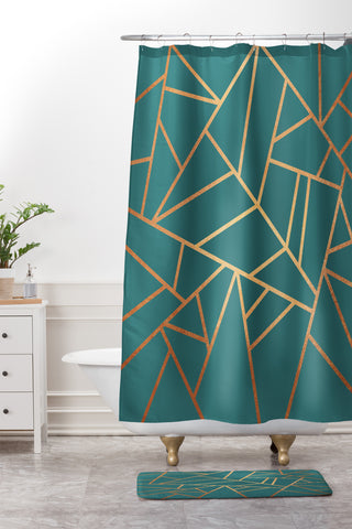 Elisabeth Fredriksson Copper and Teal Shower Curtain And Mat