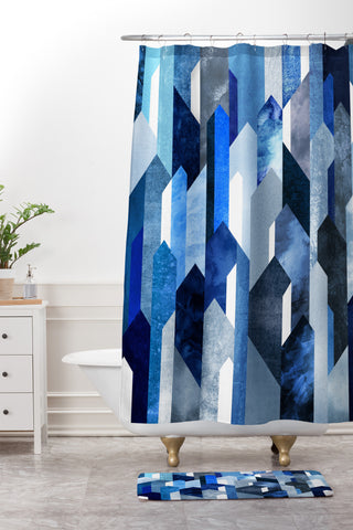 Elisabeth Fredriksson Crystallized Blue Shower Curtain And Mat