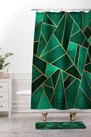 Elisabeth Fredriksson Emerald And Copper Shower Curtain And Mat