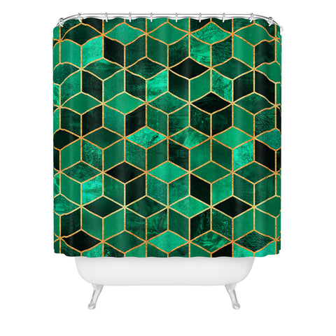 Elisabeth Fredriksson Emerald Cubes Shower Curtain
