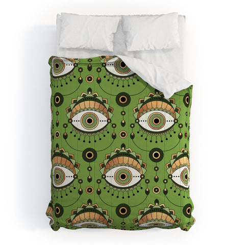 Elisabeth Fredriksson Eye Pattern Green Comforter